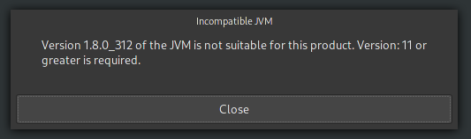 error jvm is not suitable for this product