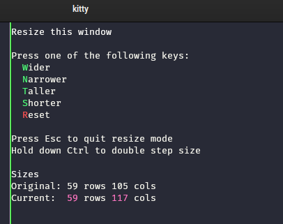 redimensionar ventanas en kitty