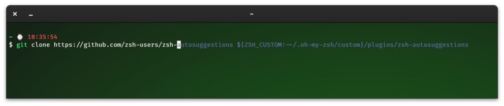 pantlla de zsh oh my zsh zsh-autosuggestions 