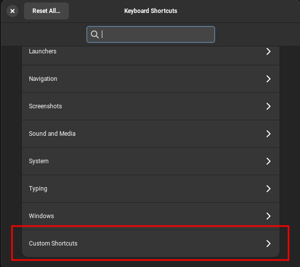 fedora keyboard custom shortcuts