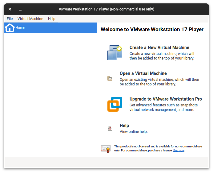 VMware en Fedora Workstation 17 Player