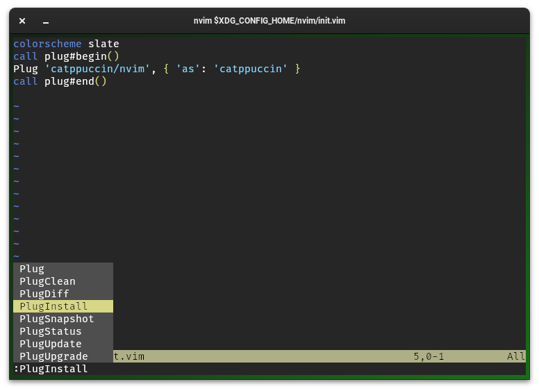 instalar temas en neovim init.vim