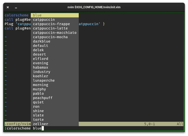 instalar temas en neovim colorscheme