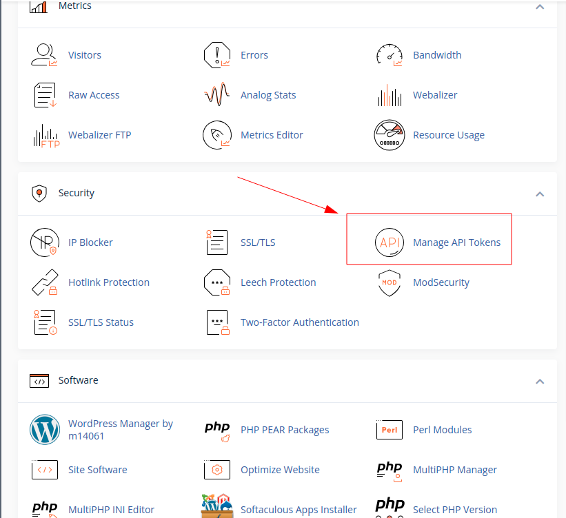 cpanel manage api tokens