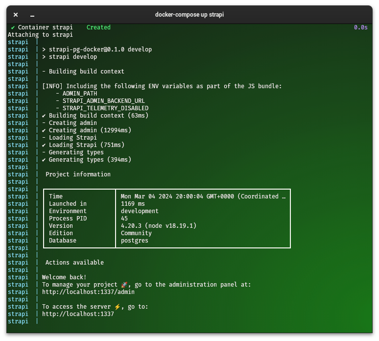 strapi con docker-compose 