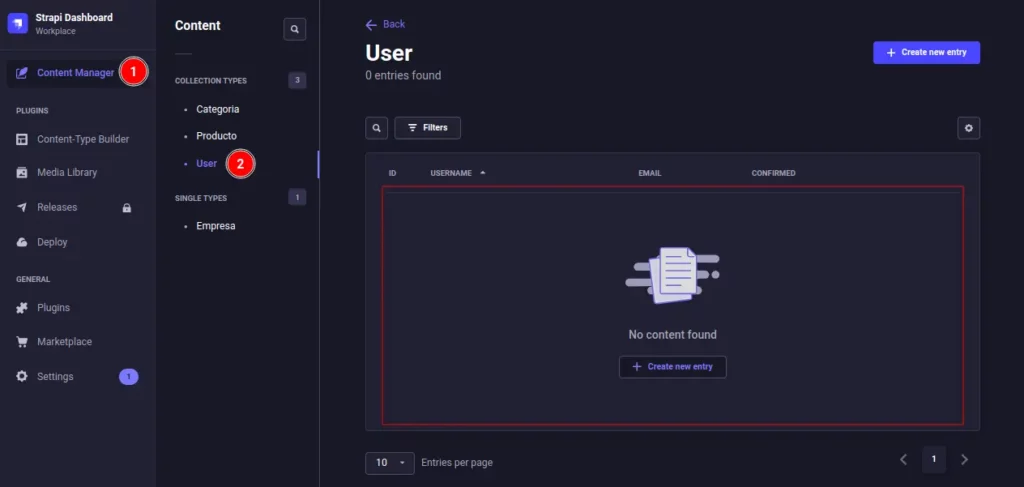 lista de usuarios en strapi