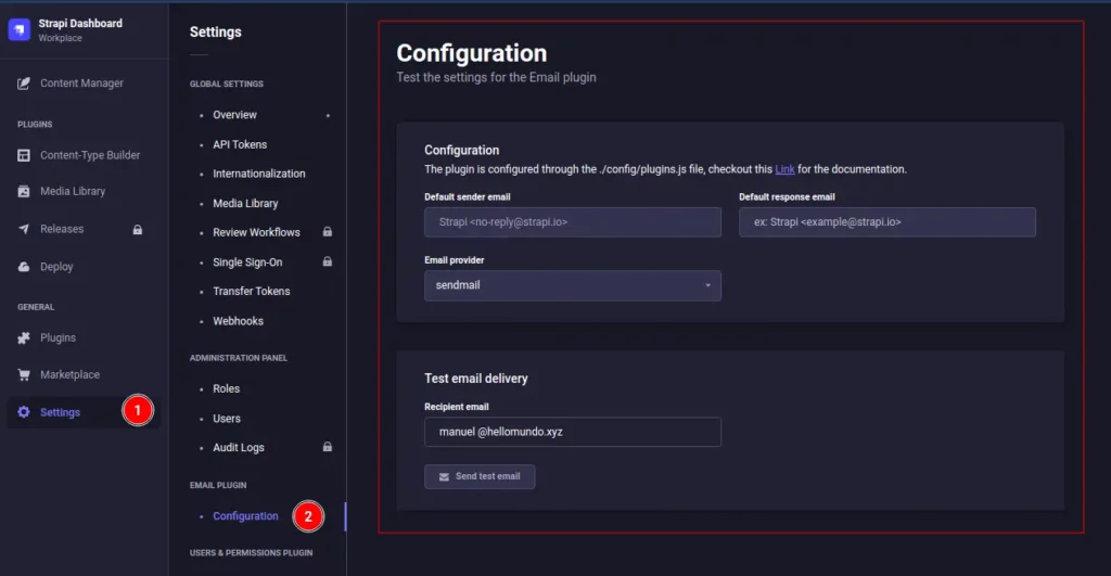 sendgrid strapi configuration