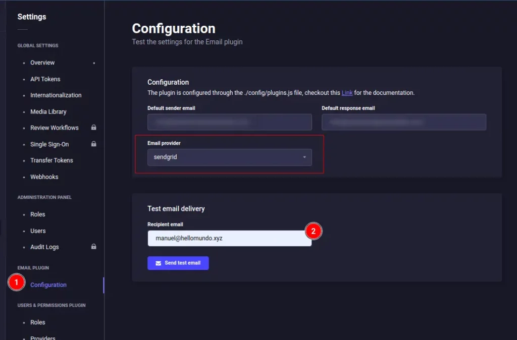 sendgrid strapi modulo